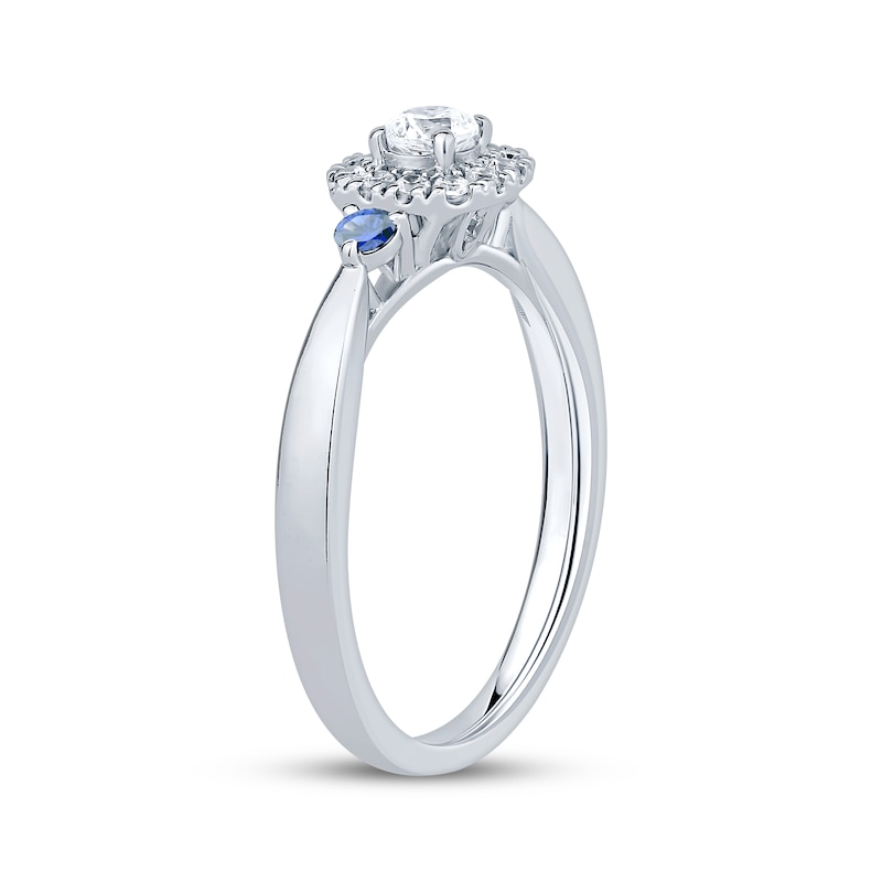 Main Image 2 of Now + Forever Round-Cut Diamond & Blue Sapphire Engagement Ring 1/3 ct tw 10K White Gold
