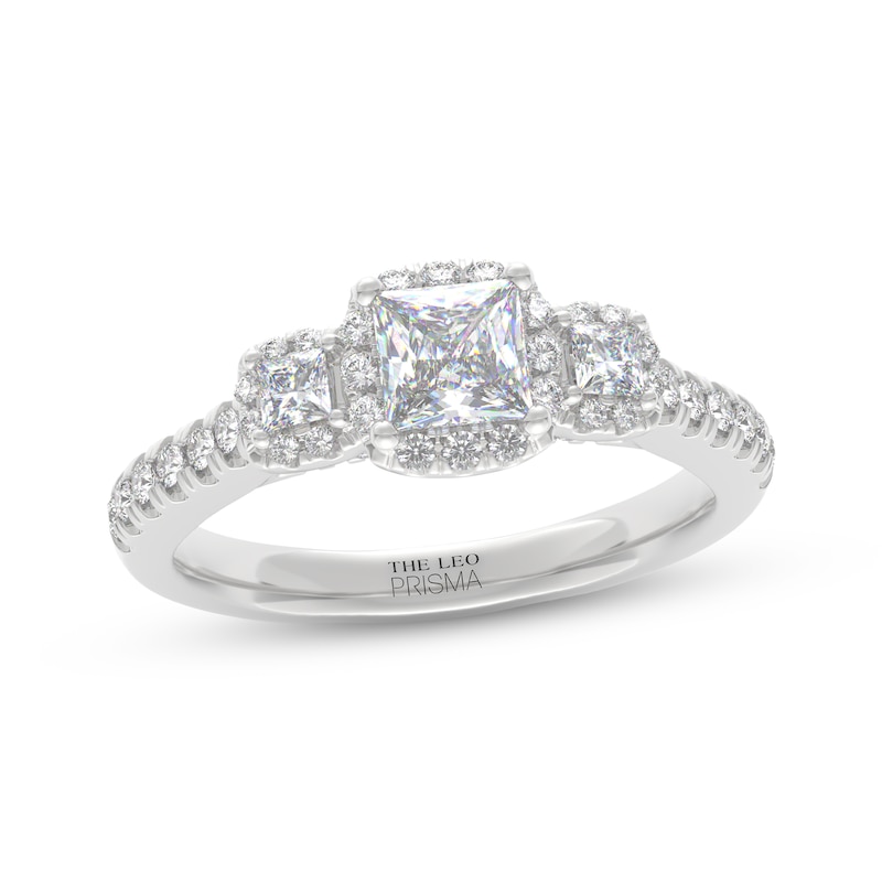 Main Image 1 of THE LEO Prisma Diamond Princess-Cut Three-Stone Engagement Ring 1 ct tw 14K White Gold