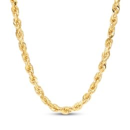 6.5mm Diamond-Cut Glitter Rope Chain Necklace Solid 10K Yellow Gold 22"