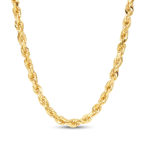 6.5mm Diamond-Cut Glitter Rope Chain Necklace Solid 10K Yellow Gold 22"