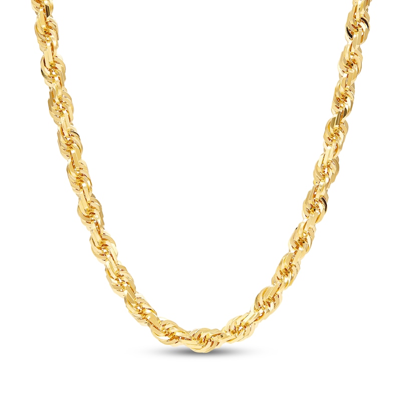 Main Image 1 of 6.5mm Diamond-Cut Glitter Rope Chain Necklace Solid 10K Yellow Gold 22"