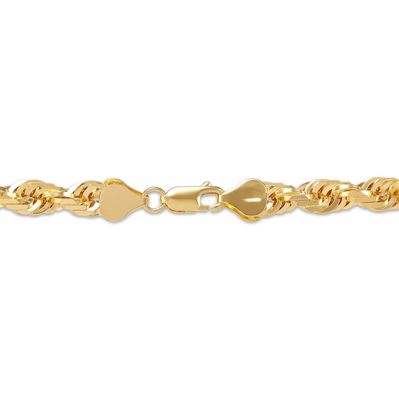 Thumbnail Image 2 of 6.5mm Diamond-Cut Glitter Rope Chain Necklace Solid 10K Yellow Gold 22"