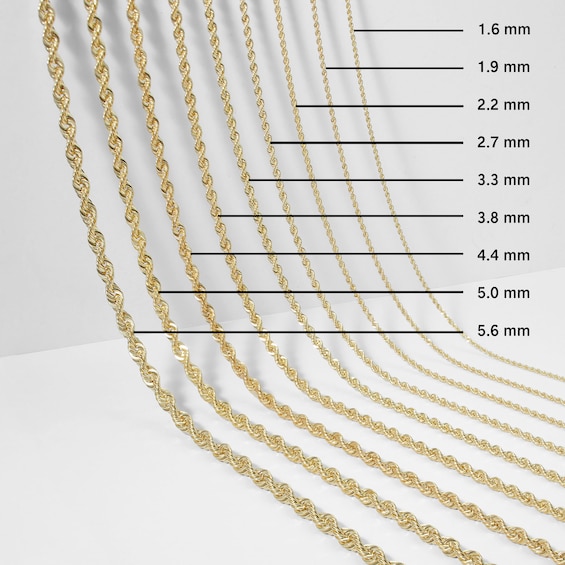 Thumbnail Image 3 of 6.5mm Diamond-Cut Glitter Rope Chain Necklace Solid 10K Yellow Gold 22"