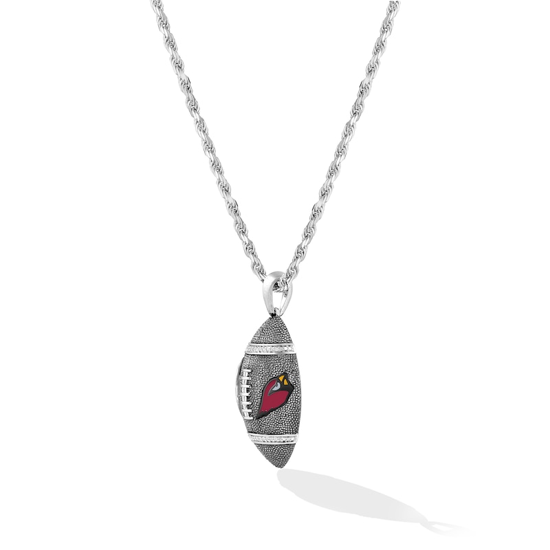 Main Image 3 of True Fans Arizona Cardinals 1/20 CT. T.W. Diamond Vertical Football Necklace in Sterling Silver