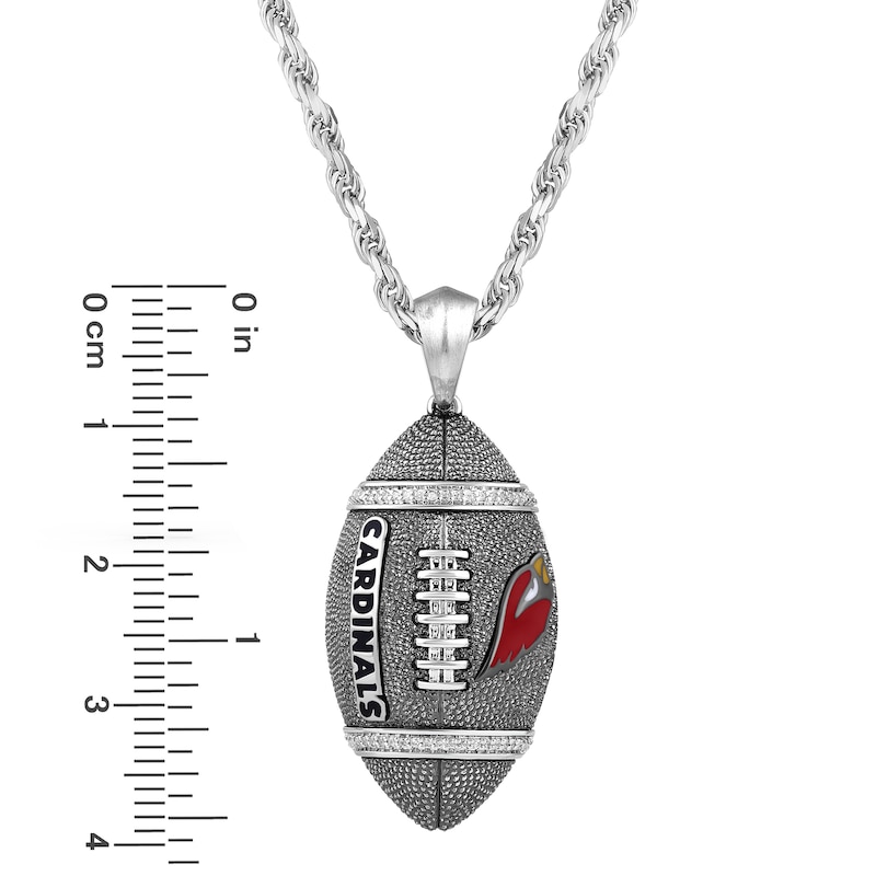 Main Image 4 of True Fans Arizona Cardinals 1/20 CT. T.W. Diamond Vertical Football Necklace in Sterling Silver