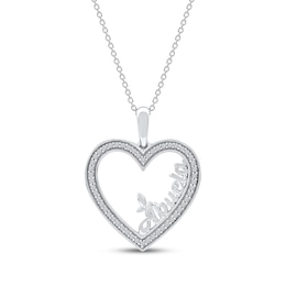 Diamond "Abuela" Heart Necklace 1/6 ct tw 10K White Gold 18"