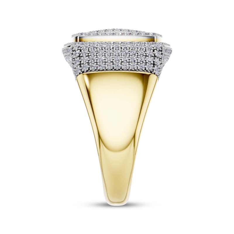 Main Image 3 of Men's Cushion-Shaped Multi-Diamond Ring 1 ct tw 10K Yellow Gold