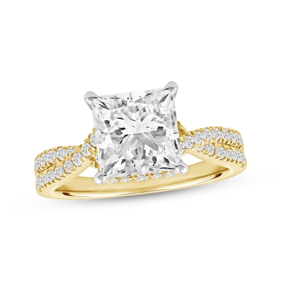 Now + Forever Princess-Cut Lab-Grown Diamond Hidden Halo Engagement Ring 2-1/2 ct tw 14K Yellow Gold