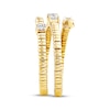 Thumbnail Image 2 of Emerald & Round-Cut Lab-Grown Diamond Flex Wrap Ring 1/3 ct tw 10K Yellow Gold