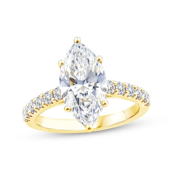 Now + Forever Lab-Grown Diamonds Marquise-Cut Engagement Ring 3-1/2 ct tw 14K Yellow Gold