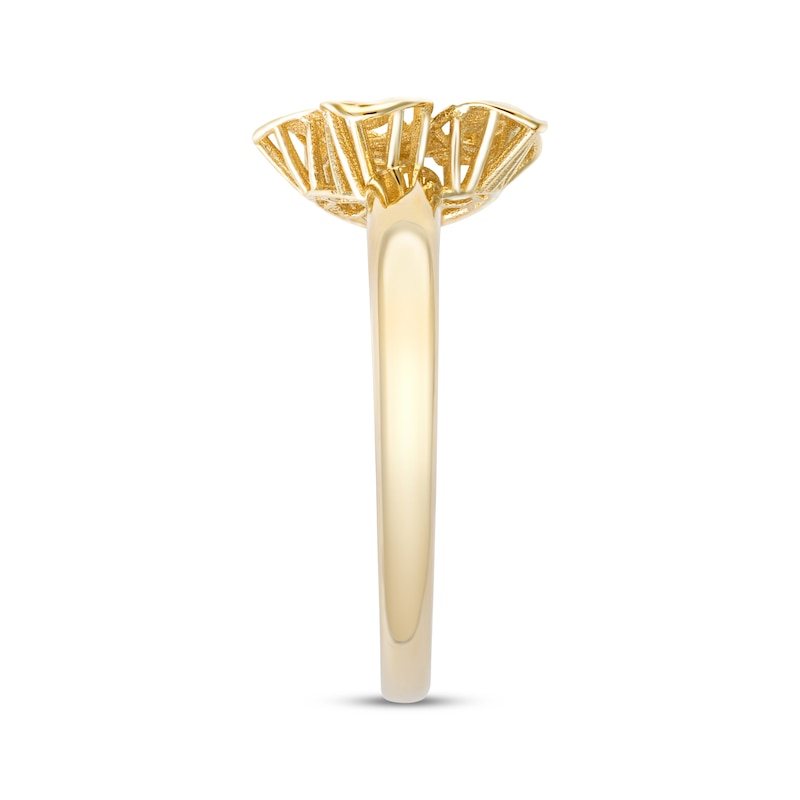 Main Image 2 of Diamond-Cut Flower Ring 14K Yellow Gold