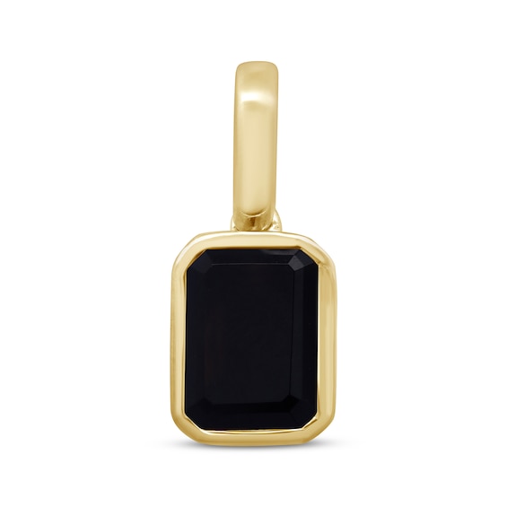 Emerald-Cut Black Onyx Bezel-Set Charm 10K Yellow Gold