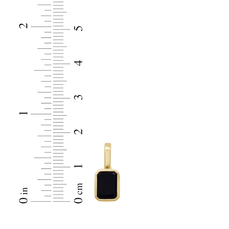 Main Image 3 of Emerald-Cut Black Onyx Bezel-Set Charm 10K Yellow Gold