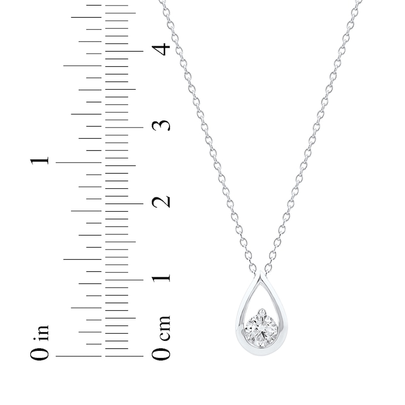 Main Image 5 of Diamond Solitaire Teardrop Frame Necklace 1/4 ct tw 10K White Gold 18" (I/I2)