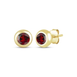 STUDIO BY KAY Garnet Bezel-Set Solitaire Stud Earrings 24K Yellow Gold Vermeil Sterling Silver