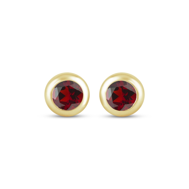 Main Image 2 of STUDIO BY KAY Garnet Bezel-Set Solitaire Stud Earrings 24K Yellow Gold Vermeil Sterling Silver