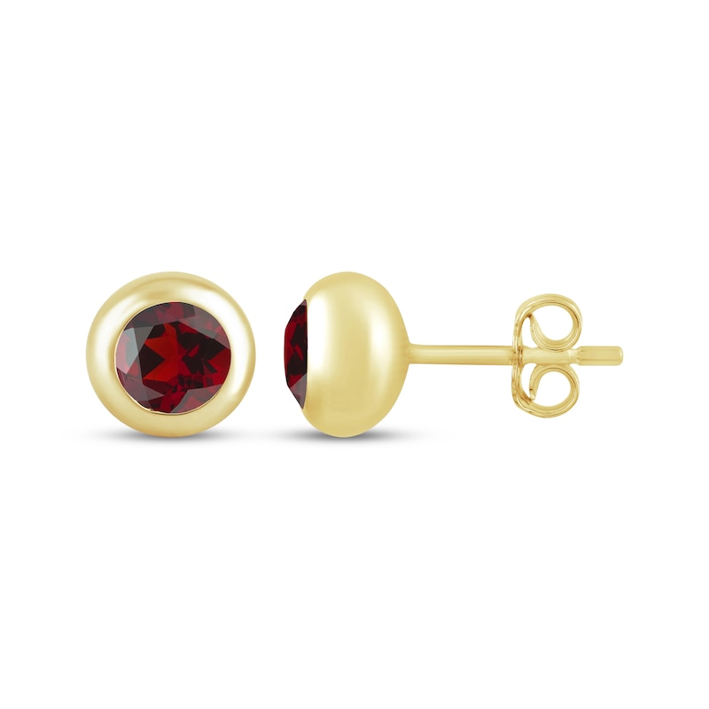 Main Image 3 of STUDIO BY KAY Garnet Bezel-Set Solitaire Stud Earrings 24K Yellow Gold Vermeil Sterling Silver