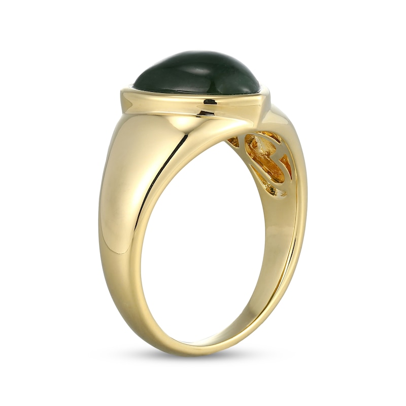 Main Image 2 of Heart-Shaped Nephrite Jade Signet Ring 14K Yellow Gold