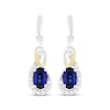 Thumbnail Image 2 of Oval-Cut Blue Lab-Created Sapphire & White Lab-Created Sapphire Drop Earrings Sterling Silver & 10K Yellow Gold
