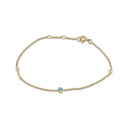 STUDIO BY KAY Swiss Blue Topaz & White Lab-Created Sapphire Bezel-Set Bracelet 24K Yellow Gold Vermeil Sterling Silver 7.5"