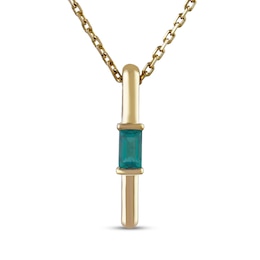 STUDIO BY KAY Baguette-Cut Lab-Created Emerald Necklace 24K Yellow Gold Vermeil Sterling Silver 18"