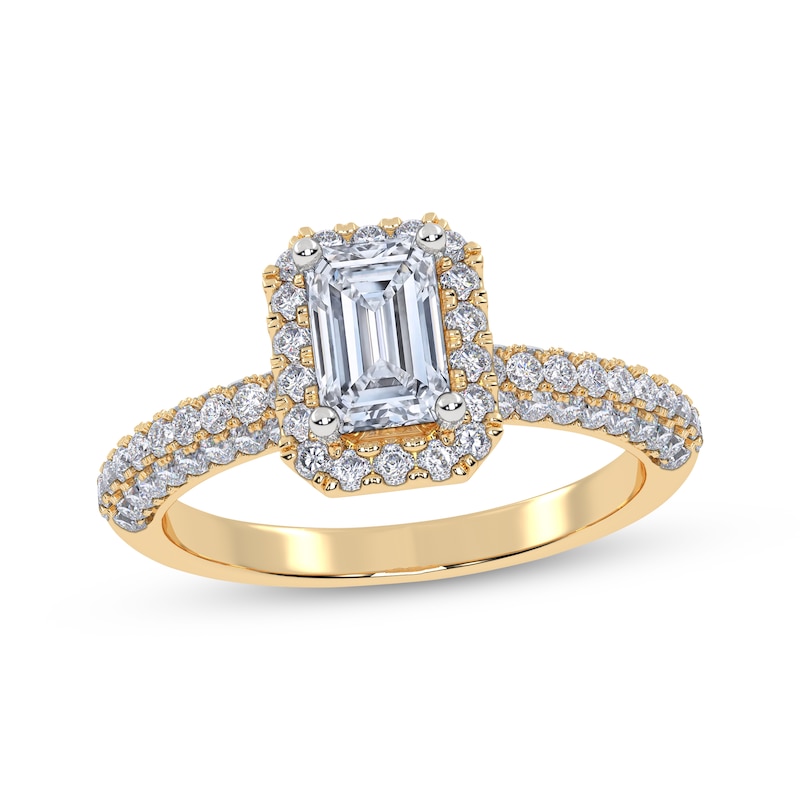 Main Image 1 of Now + Forever Lab-Grown Diamonds Emerald-Cut Engagement Ring 1 ct tw 14K Yellow Gold