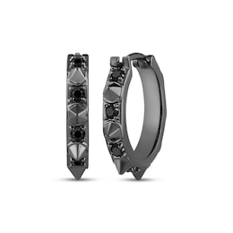 Ink & Ice Black Onyx Spiked Hoop Earrings Black Rhodium-Plated Sterling Silver