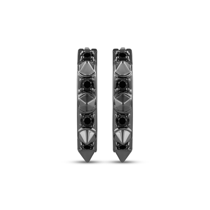 Main Image 2 of Ink & Ice Black Onyx Spiked Hoop Earrings Black Rhodium-Plated Sterling Silver