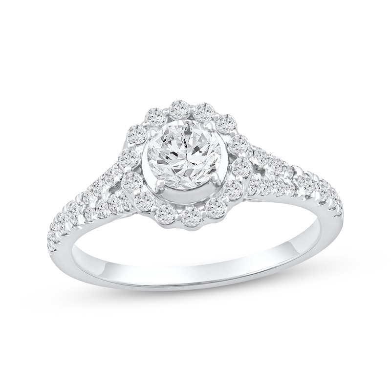 Main Image 1 of Now + Forever Round-Cut Diamond Halo Engagement Ring 1 ct tw 14K White Gold