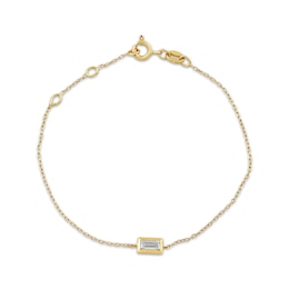 STUDIO BY KAY Baguette-Cut Lab-Grown Diamond Bezel-Set Solitaire Bracelet 1/4 ct tw 24K Yellow Gold Vermeil Sterling Silver 7" (F/VS2)