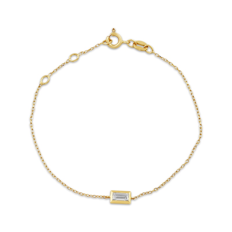 Main Image 1 of STUDIO BY KAY Baguette-Cut Lab-Grown Diamond Bezel-Set Solitaire Bracelet 1/4 ct tw 24K Yellow Gold Vermeil Sterling Silver 7" (F/VS2)