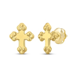 Children's Cross Stud Earrings 14K Yellow Gold