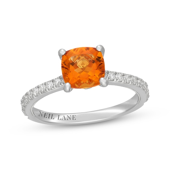 Neil Lane Cushion-Cut Citrine & Diamond Engagement Ring 3/8 ct tw 14K White Gold