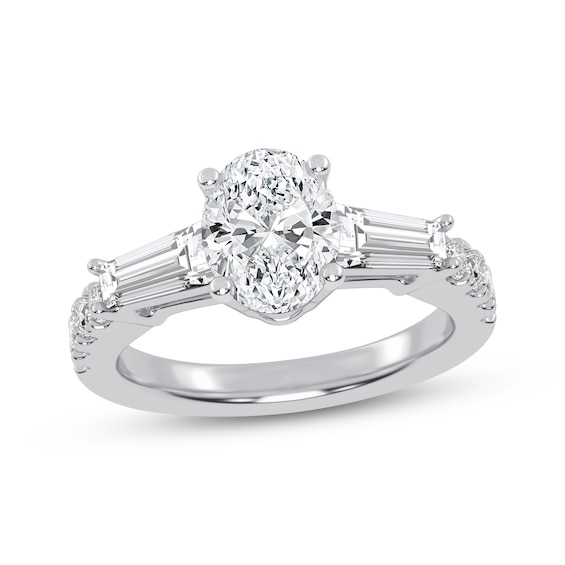 Now + Forever Lab-Grown Diamonds Oval-Cut Engagement Ring 1-3/4 ct tw 14K White Gold