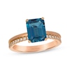 Thumbnail Image 1 of Le Vian Emerald-Cut Blue Topaz & Sapphire Ring 1/8 ct tw Diamonds 14K Strawberry Gold