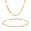 Thumbnail Image 1 of 3.55mm Diamond-Cut Cuban Curb Chain Set Hollow 10K Yellow Gold