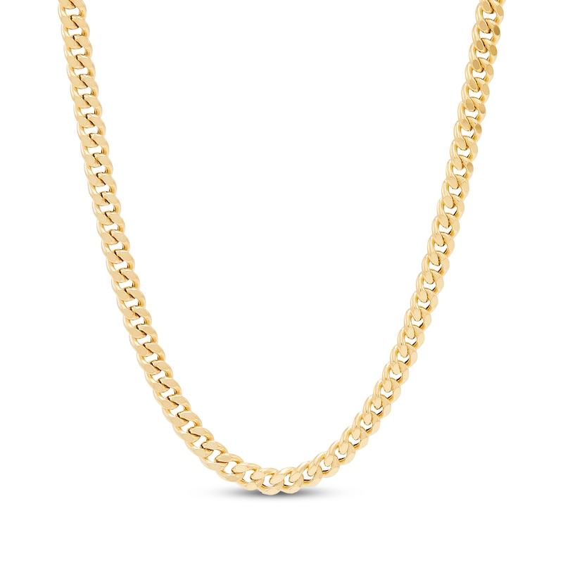 Main Image 2 of 3.55mm Diamond-Cut Cuban Curb Chain Set Hollow 10K Yellow Gold