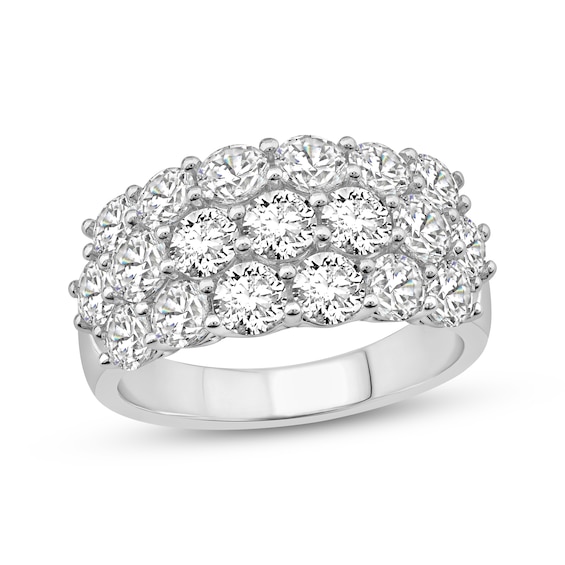 Lab-Grown Diamonds Three-Row Anniversary Ring 3 ct tw 14K White Gold