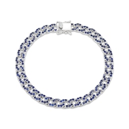 STUDIO BY KAY Blue Lab-Created Sapphire Curb Link Bracelet Sterling Silver 7.25"
