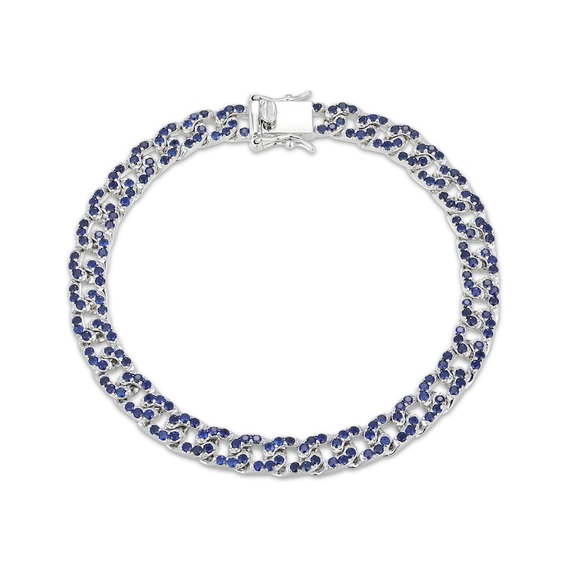 Main Image 1 of STUDIO BY KAY Blue Lab-Created Sapphire Curb Link Bracelet Sterling Silver 7.25"