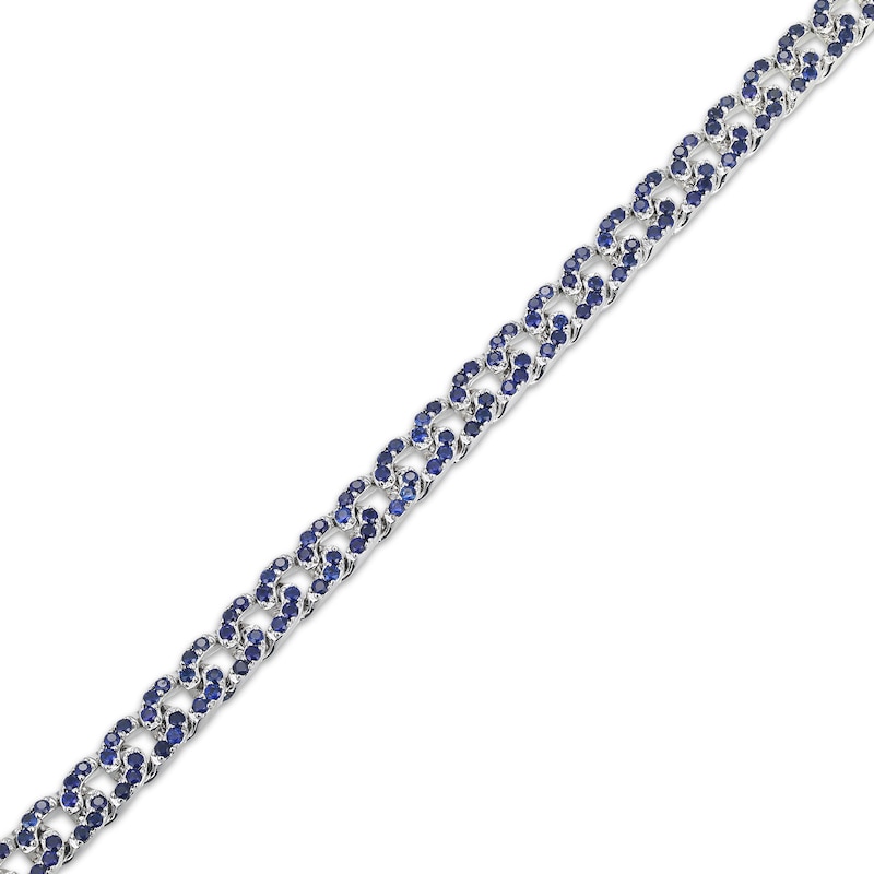 Main Image 2 of STUDIO BY KAY Blue Lab-Created Sapphire Curb Link Bracelet Sterling Silver 7.25"