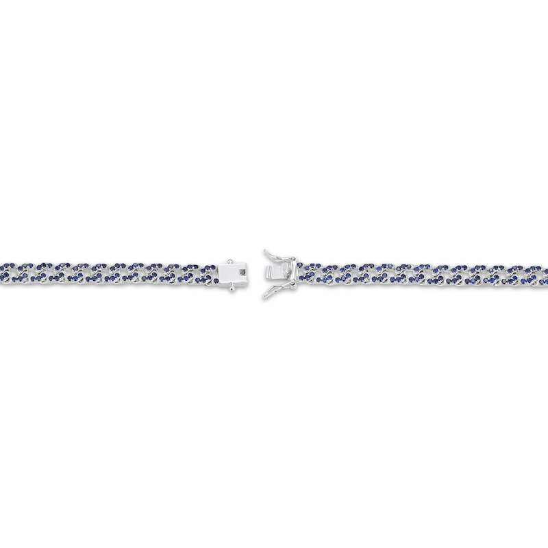 Main Image 3 of STUDIO BY KAY Blue Lab-Created Sapphire Curb Link Bracelet Sterling Silver 7.25"