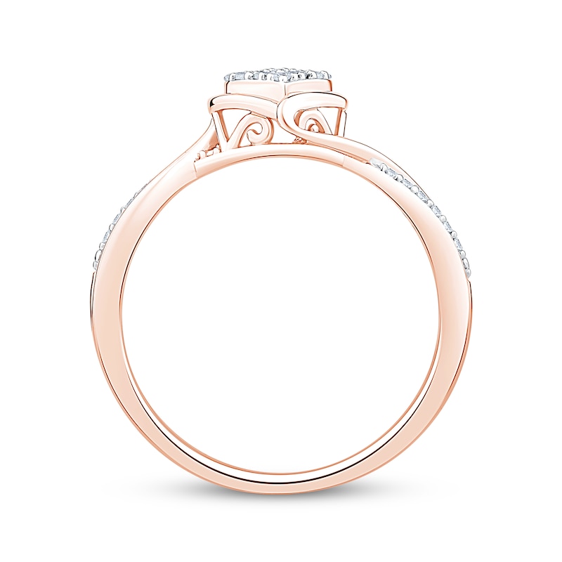 Main Image 3 of Multi-Diamond Heart-Shaped Promise Ring 1/8 ct tw 10K Rose Gold