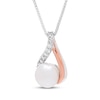 Thumbnail Image 2 of Cultured Pearl Necklace Sterling Silver & 10K Rose Gold 18"