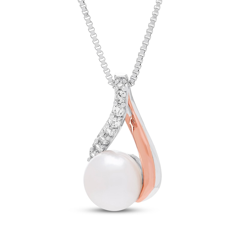 Main Image 2 of Cultured Pearl Necklace Sterling Silver & 10K Rose Gold 18"