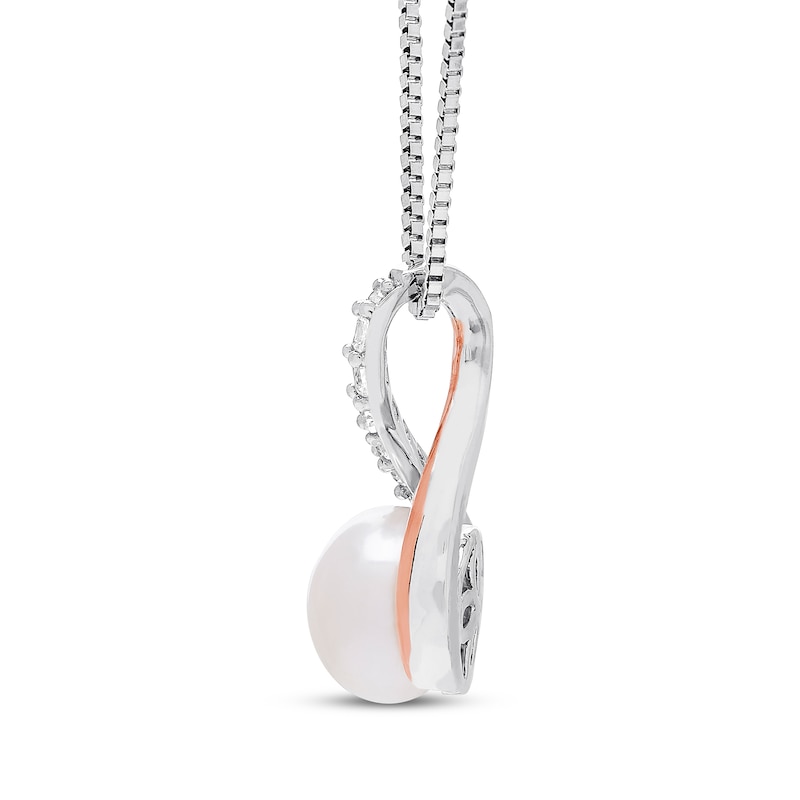 Main Image 3 of Cultured Pearl Necklace Sterling Silver & 10K Rose Gold 18"