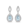 Thumbnail Image 2 of Pear-Shaped Aquamarine & White Lab-Created Sapphire Dangle Earrings Sterling Silver