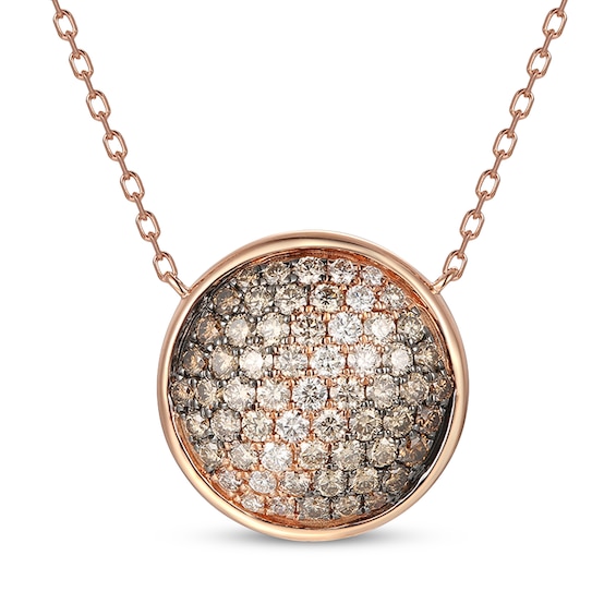 Le Vian Chocolate Ombré Diamond Circle Necklace 1-1/3 ct tw 14K Strawberry Gold 18'