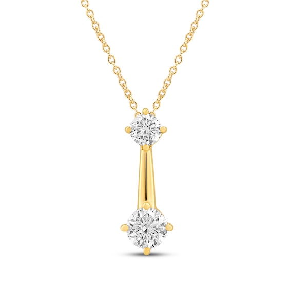 Milestones Lab-Grown Diamond Two-Stone Drop Necklace 1/4 ct tw 10K Yellow Gold 18"