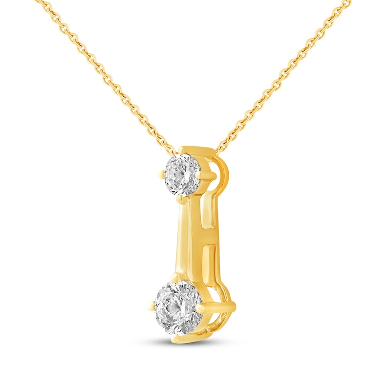 Main Image 2 of Milestones Lab-Grown Diamond Two-Stone Drop Necklace 1/4 ct tw 10K Yellow Gold 18"